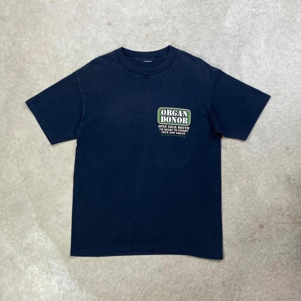 Vintage 90s Organ Donor Shirt Size Large Black 1997 Funny Parody